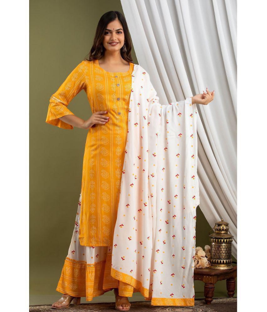 Lee Moda - Yellow Straight Rayon Womens Stitched Salwar Suit ( Pack of 1 ) - S