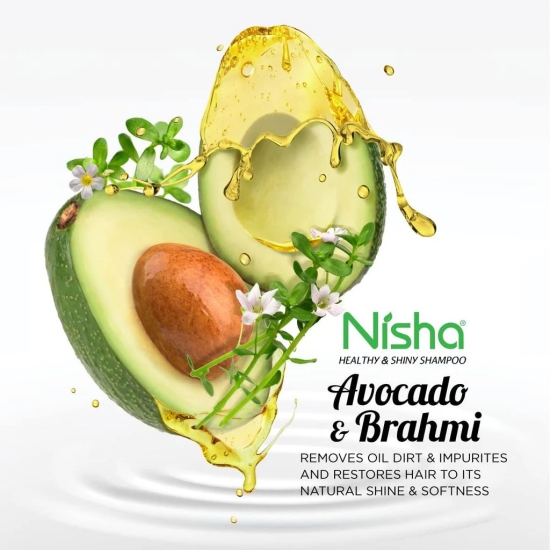 Nisha Healthy & Shiny Shampoo for Women Men 650ml, Avocado & Brahmi Shampoo for Strong Beautiful Hair