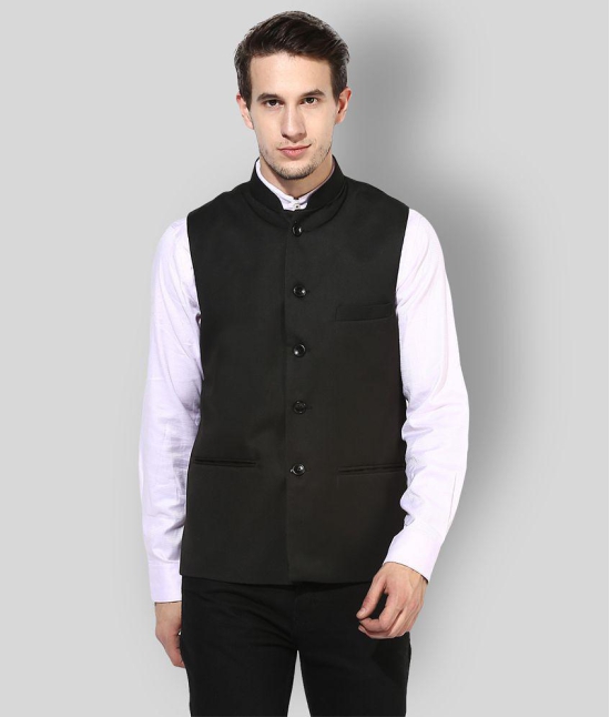 Hangup Black Cotton Blend Nehru Jacket - None