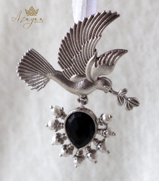 Azayaa World Black Charming love bird earring