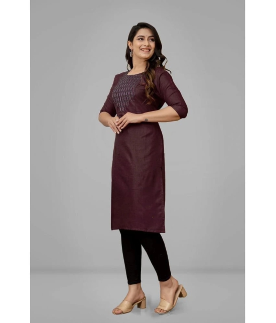 Parastri Cotton Embroidered Straight Womens Kurti - Maroon ( Pack of 1 ) - None