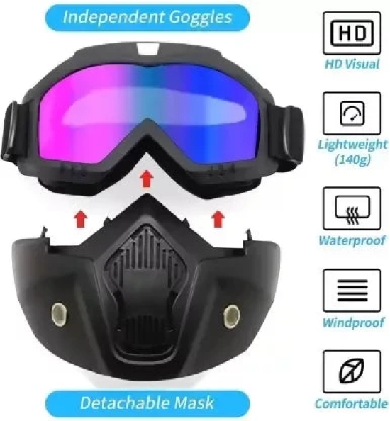 Anti-Scratch UV Protective Windproof Motorcycle Mask with Open Face & Eyewear Shield