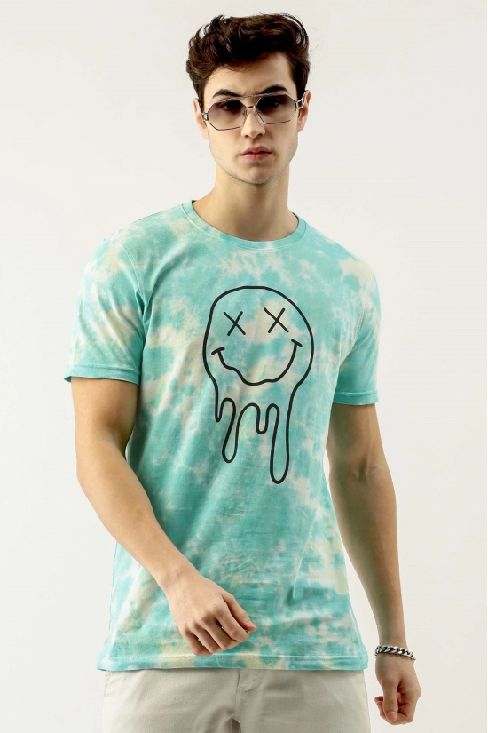 Smiley Tie Dye Green T-shirt-S / Neon Green