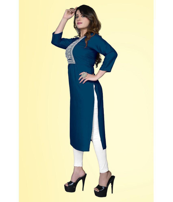 haya fashion - Blue Rayon Women's Straight Kurti ( Pack of 1 ) - None