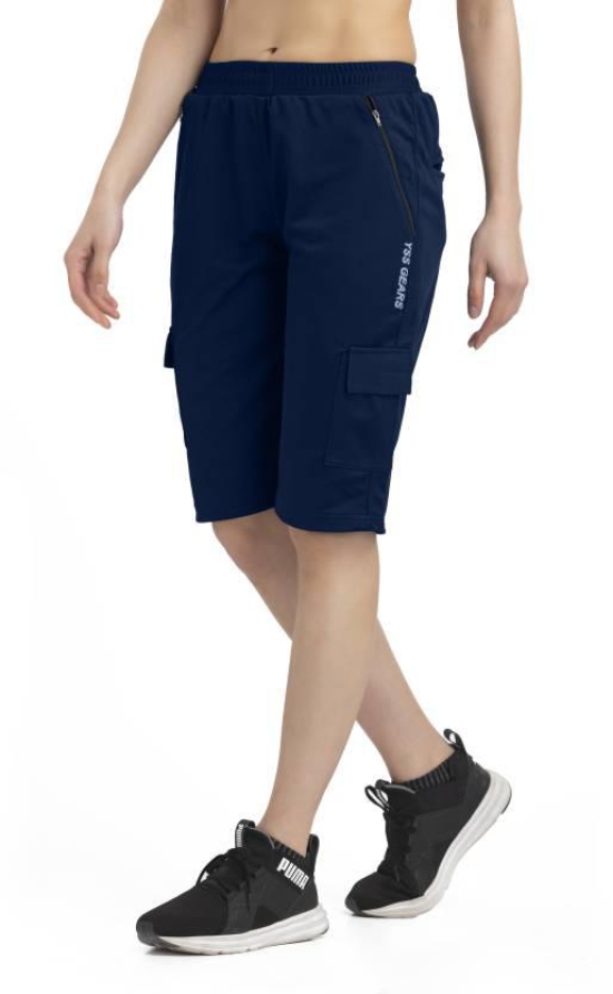 Solid Women Dark Blue Cargo Shorts, Sports Shorts, Casual Shorts, Regular Shorts