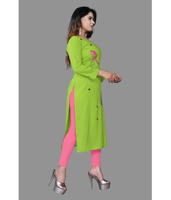 HAYA - Lime Green Rayon Women's Straight Kurti ( Pack of 1 ) - None