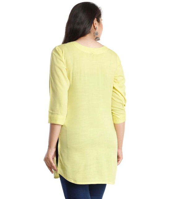 JC4U - Yellow Rayon Womens Straight Kurti ( Pack of 1 ) - None