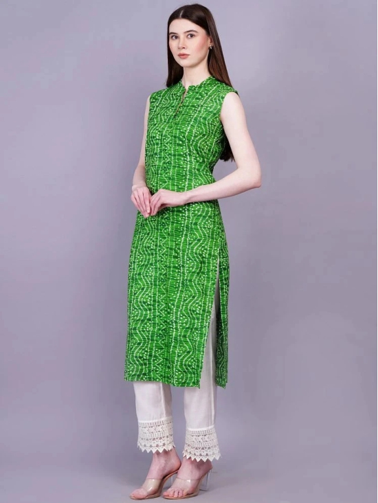 HIGHLIGHT FASHION EXPORT Cotton Printed Straight Womens Kurti - Green ( Pack of 1 ) - None