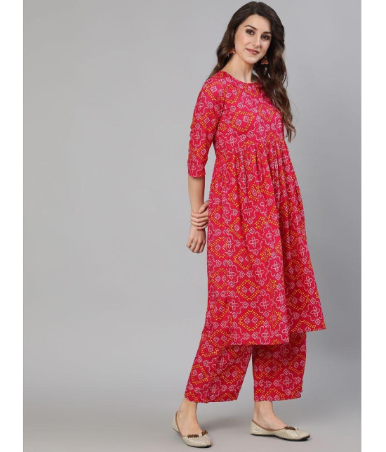 Antaran - Pink Cotton Women''s A-line Kurti ( Pack of 1 ) - None