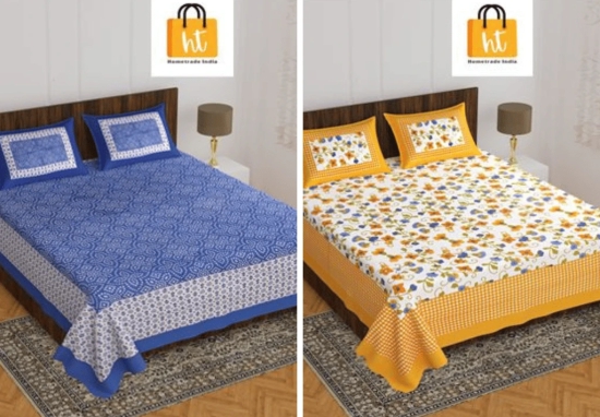 Bedsheet  Adda -100% Pure Cotton Jaipuri Printed Double Bedsheet-