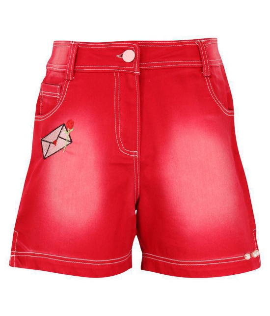 Cutecumber - Red Denim Girls Cycling Shorts ( Pack of 1 ) - None