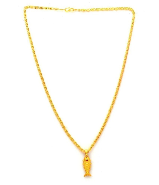 Jewar Mandi New Design Gold Plated Locket/Pendant with Link Chain Daily use for Men, Women & Girls, Boys - None