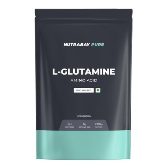 Nutrabay Pure L-Glutamine Powder, Amino Acid - Post Workout Supplement for Muscle Growth & Recovery - 250g, Unflavoured