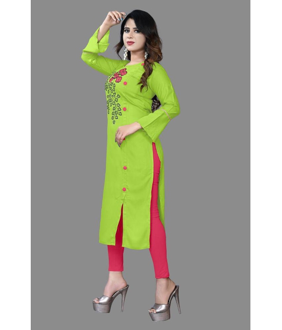 haya fashion - Lime Green Rayon Women's Straight Kurti ( Pack of 1 ) - None