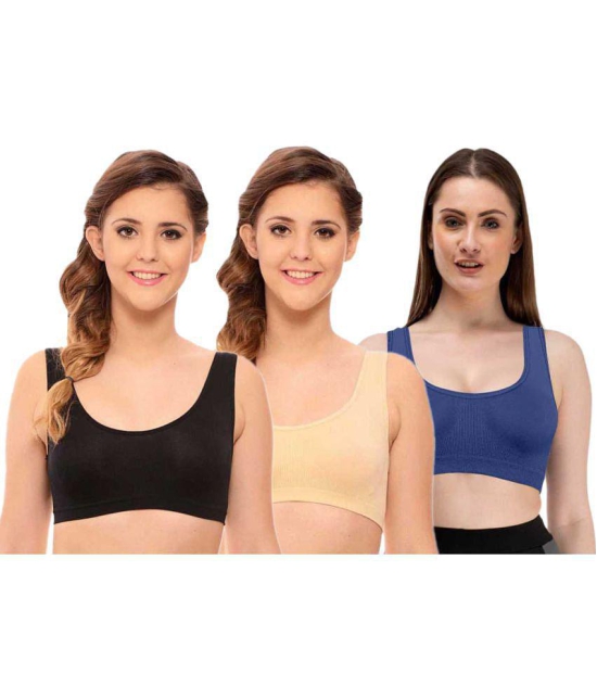 ComfyStyle Nylon Air Bra - Multi Color Pack of 3 - None