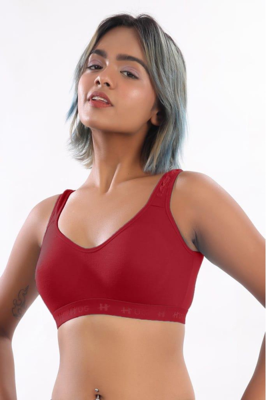 Women Hug Sports Bra Maroon