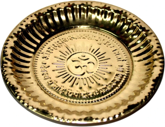 VRINDA METAL ART  Om Brass Puja Plate   Plate