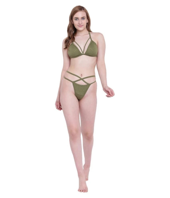 La Intimo Polyester Plunge Bra - Green - 38A