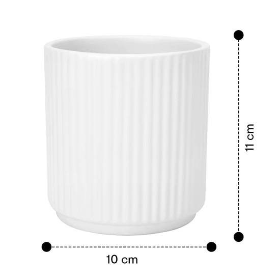 Anko White Scalloped Pot-Small Stoneware Ceramic, Ideal for Indoor Plants, Home Office Garden, 13.8cm H X 13.8cm Dia, 1 Piece.-Anko White Scalloped Pot-Small | Stoneware Ceramic | Indoor Planter