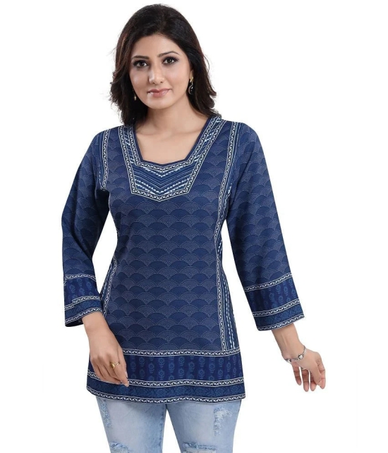 Meher Impex - Blue Crepe Womens A-line Kurti - 3XL