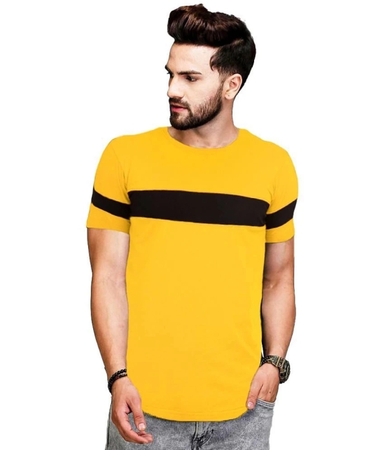 Leotude Men Color Block Round Half Sleeve Peach Regular Fit T-Shirt - None