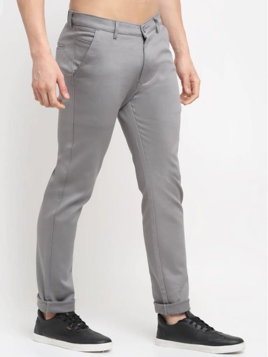 Rodamo  Men Grey Slim Fit Trousers