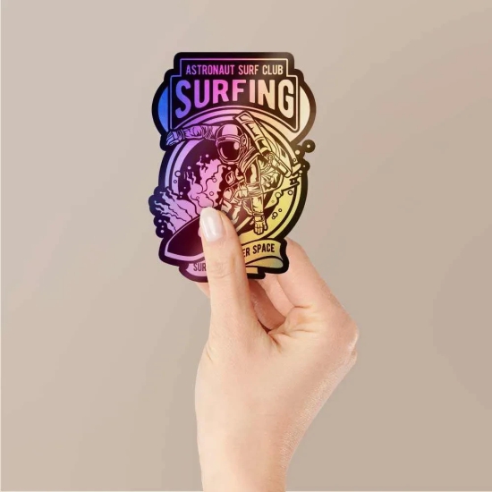 Astronaut Surf Club Holographic Stickers