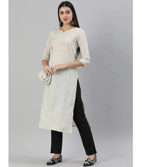 Hritika Cotton Blend Solid Straight Womens Kurti - Off White ( Pack of 1 ) - None