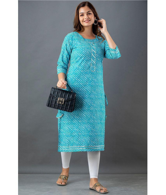 Lee Moda - Light Blue Cotton Womens Straight Kurti ( Pack of 1 ) - None