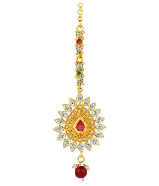 Paola Traditional Gold Plated Kundan Style Maang Tikka Jewellery For Women Girl - Golden