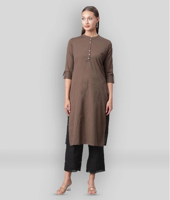 Divena - Brown Cotton Womens Straight Kurti ( Pack of 1 ) - M