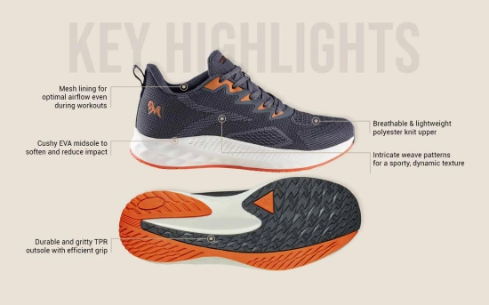 Sporty Casuals-Grey-Orange / UK 11