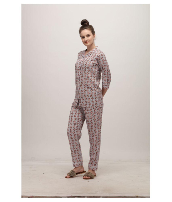 Berrylicious Rayon Nightsuit Sets - Grey - L