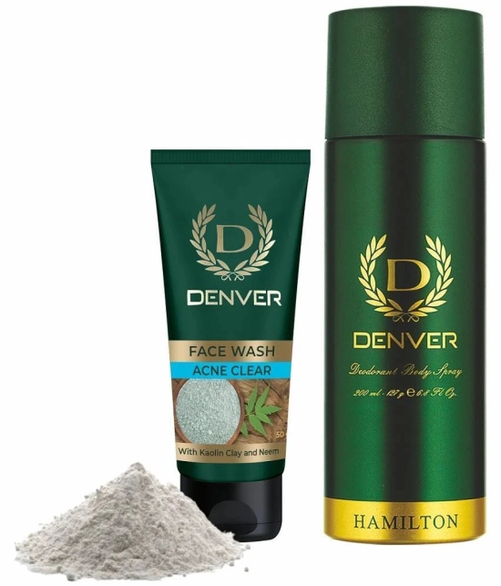 Denver Acne Clear Face Wash - 50GM & Hamilton Deo Long Lasting Deodorant Spray For Men - 200ML