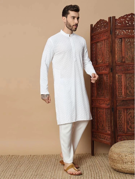 Glito White Viscose Regular Fit Mens Kurta Pyjama Set ( Pack of 1 ) - None