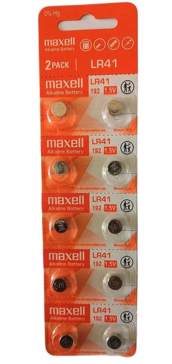 Exelent Coin Cell Battery Maxell LR41 AG3 LR736 392 392a 192 SR41 Button Coin Cell Battery - Pack of 10