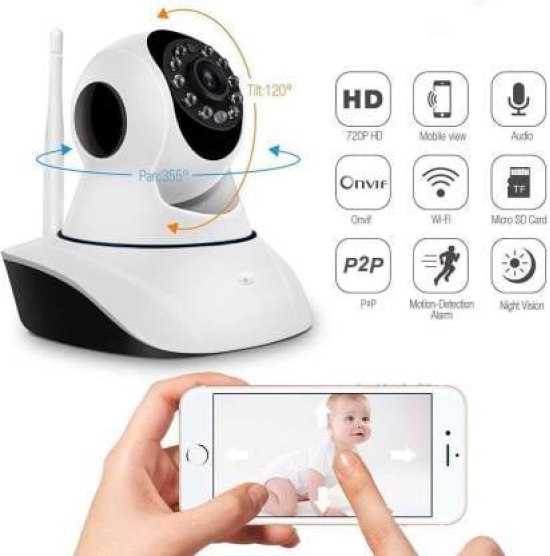 CCTV 1080p Wireless Camera WiFi Mobile 360°Live Alarm TwoWay Audio Night Vision Security Camera  (256 GB, 1 Channel)