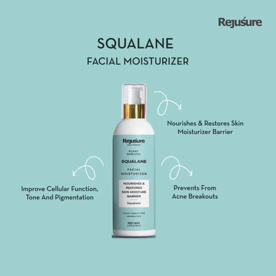 Rejusure Plant Derived Squalane  Vitamin E Face Moisturizer Nourishes  Restores Skin Moisture For Dry Skin 50ml Pack of 5-Rejusure Plant Derived Squalane + Vitamin E Face Moisturizer Nourishes &