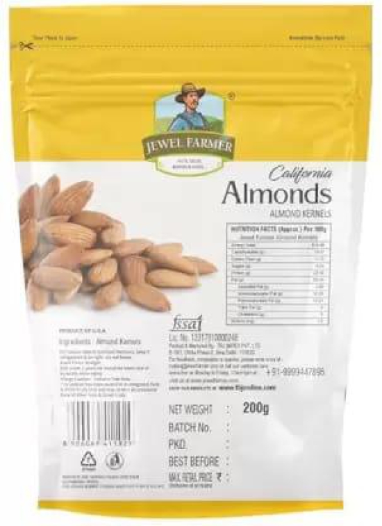 Jewel Farmer California Almonds Kernels Natural Badam Giri Protein & Fibre Rich Dry Fruits Almonds  (200 g)