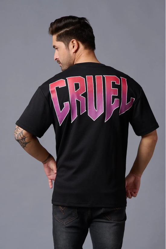 Cruel in Gradient Print Black Oversized T-Shirt for Men XXL