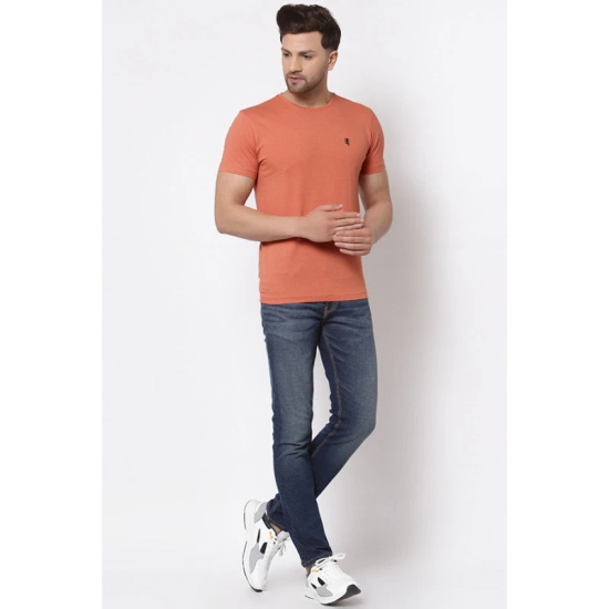 Red Tape Men Peach Solid T-Shirt