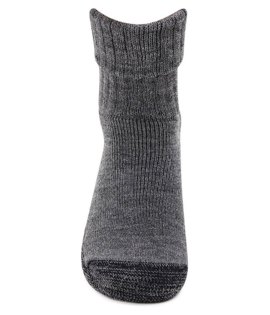 Bonjour - Grey Melange Woollen Womens Ankle Length Socks ( Pack of 1 ) - None