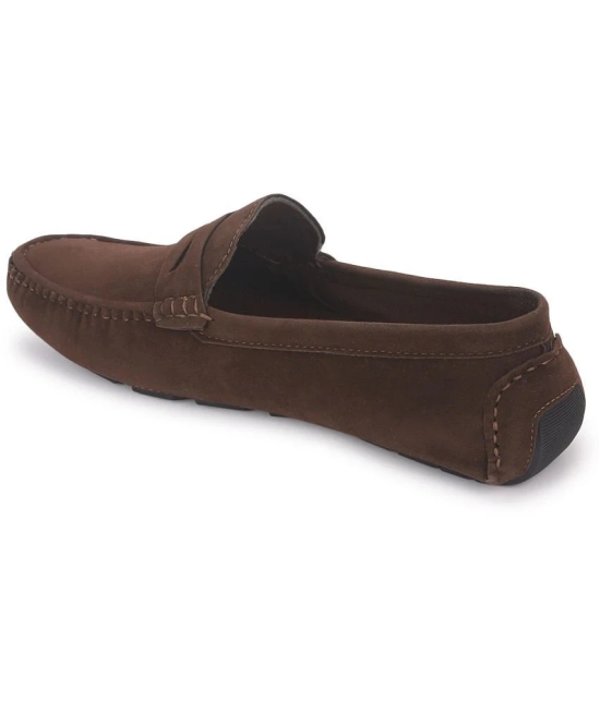 UrbanMark Men Comfortable Suede Leather Slip-On Loafers- Brown - 8