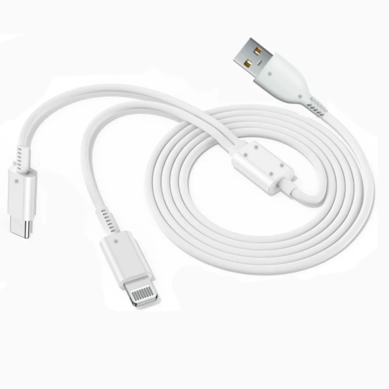 LAFORTE 2 in 1 Pvc Soft and Superior Charging Cable 1.3 M (White) 1 Pcs