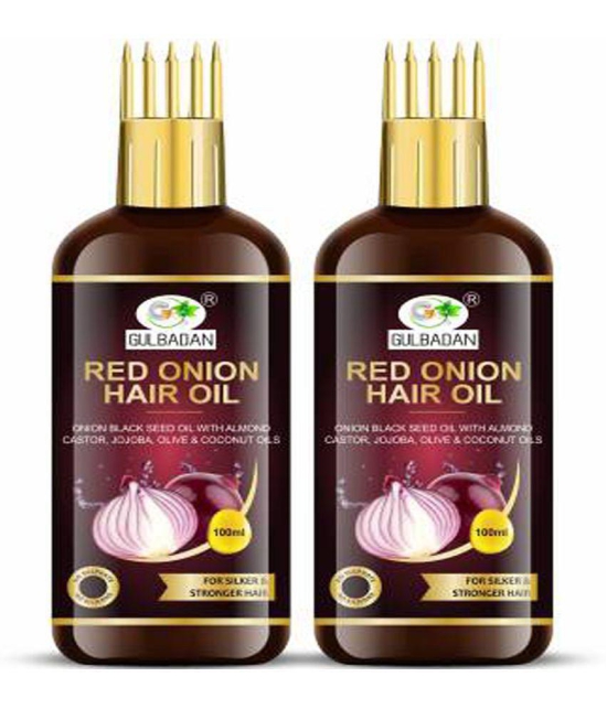 GULBADAN Onion Black Seed Hair Oil WITH COMB 100 mL Pack of 2