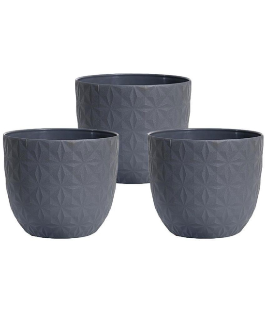 UGAOO Grey Plastic Pots ( Pack of 3 ) - Grey