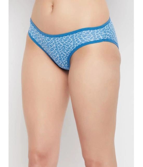 Clovia - Blue Cotton Printed Womens Bikini ( Pack of 1 ) - None