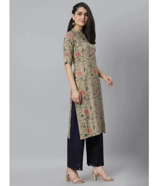 Stylum - Beige Rayon Womens Straight Kurti ( Pack of 1 ) - None