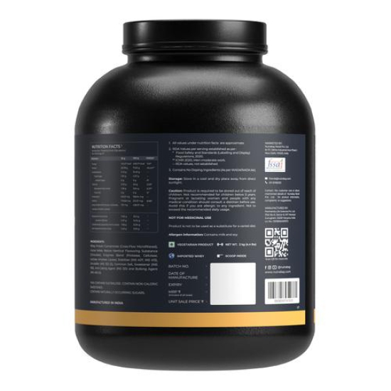 Nutrabay Gold 100% Whey Protein Concentrate with Digestive Enzymes - 25g Protein, 5.3g BCAA, 3.9g Glutamic Acid - 2Kg, Rich Chocolate Crème