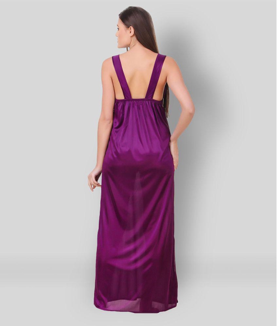 Fasense - Purple Satin Women's Nightwear Nighty & Night Gowns ( Pack of 1 ) - M